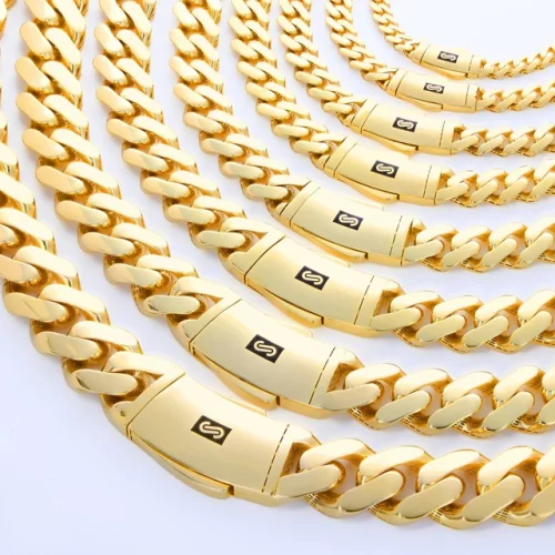 10K Yellow Gold Miami Cuban Royal Monaco Chain Necklace Bracelet 6"-30"