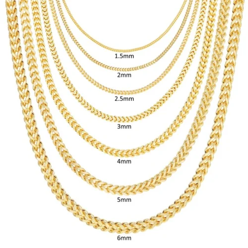 14K Yellow Gold 1.5mm-5mm Franco Square Box Chain Necklace Mens Womens 16"- 30"