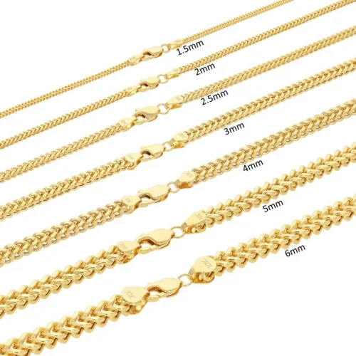 10k Yellow Gold Franco Box Necklace Bracelet Chain Mens Womens 7"-30"