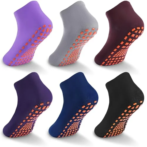 6 Pairs WANZHIHUI Grip Socks for Kids - Anti Slip Socks for Boys and Girls - Yoga Trampoline Socks