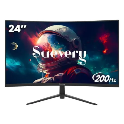 Suevery 24" Curved Gaming Monitor - 200Hz, 1080P FHD, RGB, FreeSync, HDMI/DP, Black