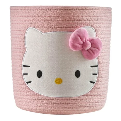 Hello Kitty Kids Rope Storage Bin for Organizing Toys, Books, and Clothing