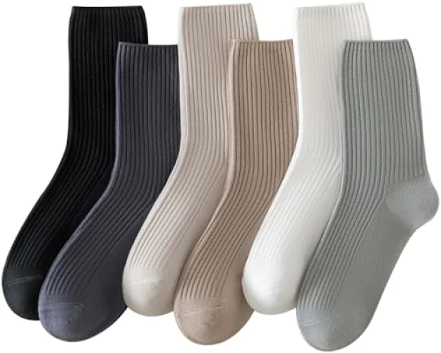 Irisbear Womens Cute Crew Socks Casual Athletic Cotton Socks for Fall Shoes - Neutral Color