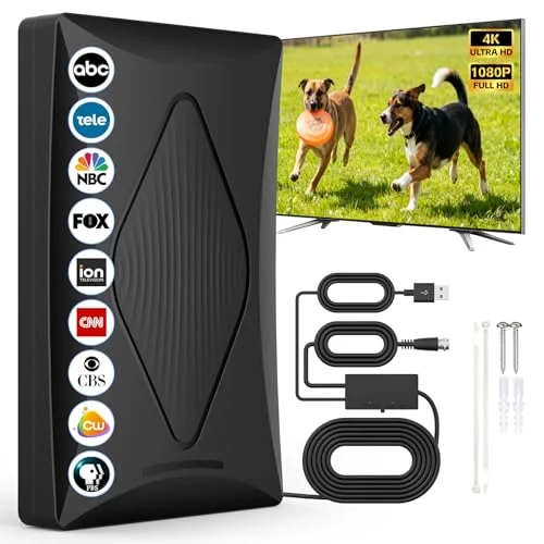 2026 TV Antenna for Digital TV Indoor, Long Range Smart Antenna for Local Channels, Support 4k 1080p with Amplifier Signal Booster for HDTV