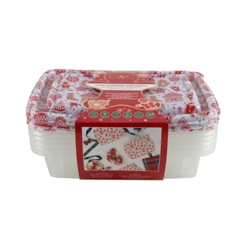 12-Piece Plastic Food Storage Set with Lids, Airtight & Leakproof, Gingerbread Print