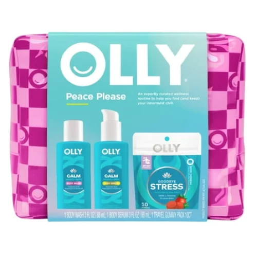 OLLY Limited Edition Peace Please Body Care & Vitamin Gift Set, 3 Count