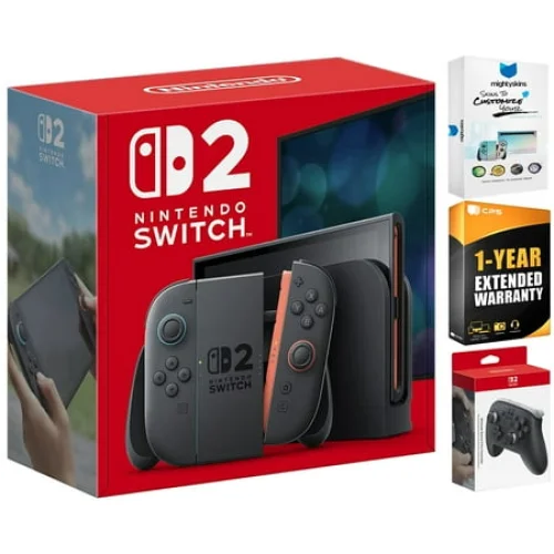 Nintendo Switch 2 Video Game Console with Pro Controller, MightySkins Code and 1 CPS Year Extended Warranty