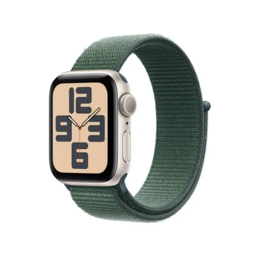 Apple Watch SE (2nd Gen) GPS 40mm Smartwatch with Starlight Aluminum Case and Lake Green Sport Loop