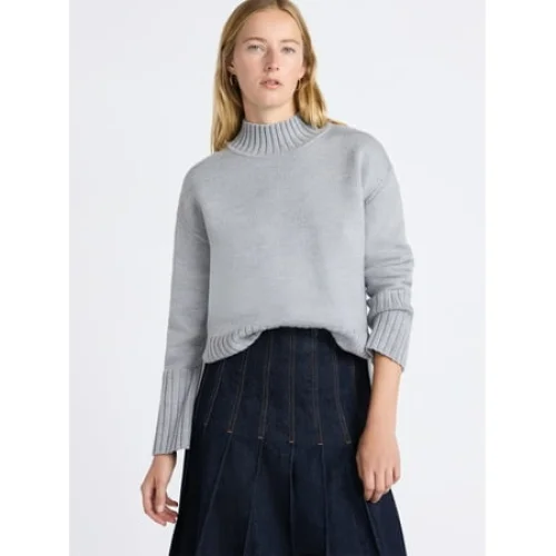 Free Assembly Women's Mock Neck Pullover Sweater with Tall Cuffs, Midweight, Sizes XS-XXL