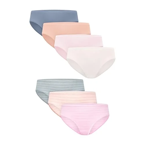 7-Pack Hanes Girls' Underwear Hipsters, Pure Comfort Microfiber Panties, Assorted Styles for Girls