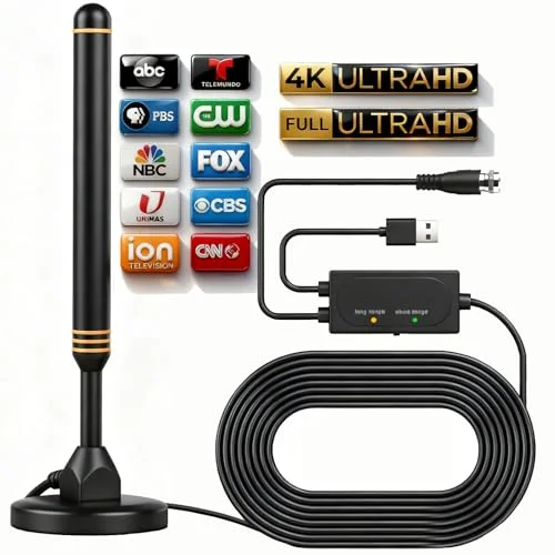Indoor TV Antenna for Smart TV with Amplifier Supports 4K 1080p - Orange