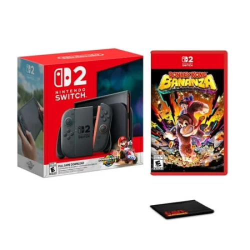 Nintendo Switch 2, Mario Kart World Bundle + Donkey Kong Bananza for Switch 2 + Microfiber Cleaning Cloth