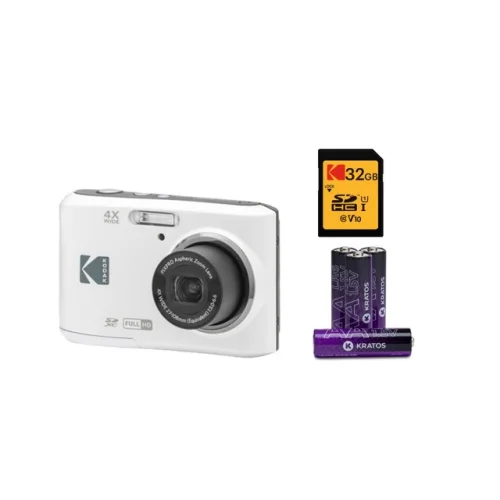 Kodak PIXPRO FZ45 Digital Camera 32GB SD Card 4 AA Batteries FUN (White)