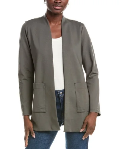 Eileen Fisher Petite High Collar Long Jacket Women's