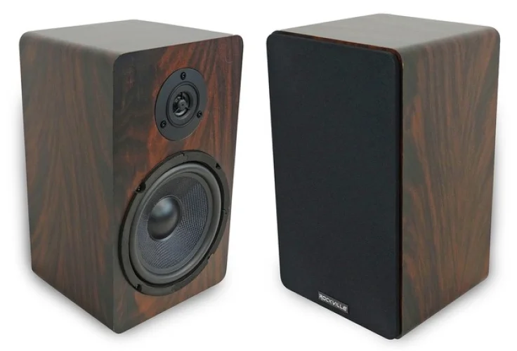 (2) Rockville RockShelf 58D 360w Dark Wood 5.25" Home Theater Bookshelf Speakers