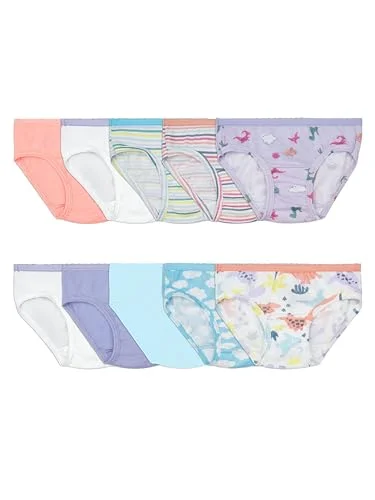 Fruit of the Loom Girls' Tag-free Cotton Underwear, Hipster- 10 Pack - Assorted Colors, 4T/5T