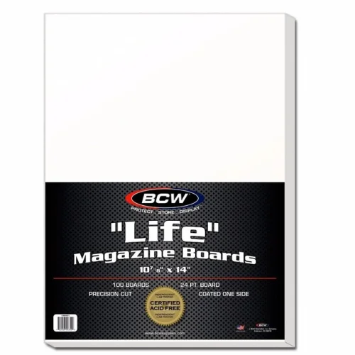 100 BCW Life Magazine Backing Boards Certified Acid Free 10 7/8 x 14 New Stock