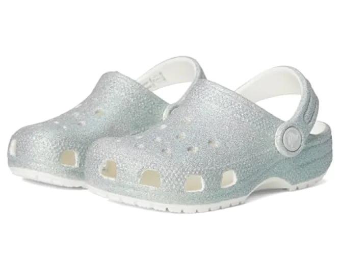Crocs Unisex Classic Glitter Clogs (Toddler) White 6 Medium