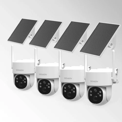 Solar Battery Powered Security Camera WiFi6 Wireless Sys PTZ 3MP Outdoor 4PACK