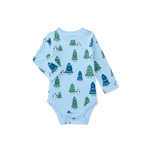 Garanimals Baby Boys Print Long Sleeve Bodysuit, Sizes 0M-24M, Festive Graphic Design