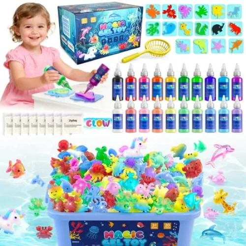 20 Colors Magic Fairy Water Gel Toy Kit with 8 Molds, STEM Gift for Girls Ages 3-8
