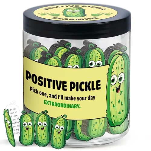 60 Positive Pickle Cards Jar, Stocking Stuffers, Xmas Christmas White Elephant Gifts for Teens, Women, Adults