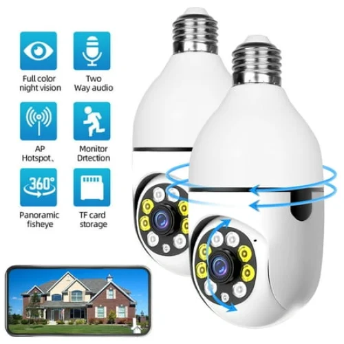 2 Pack BCOOSS Security Camera Wireless WIFI Light Bulb with 1080 HD and Night Vision