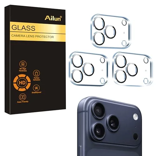 Ailun 3 Pack Camera Lens Protector for iPhone 17 Pro,Tempered Glass,9H Hardness,Ultra HD,Anti-Scratch,Case Friendly,Does not Affect Night Shots[Not for iPhone 17/17 Pro Max/iPhone Air]