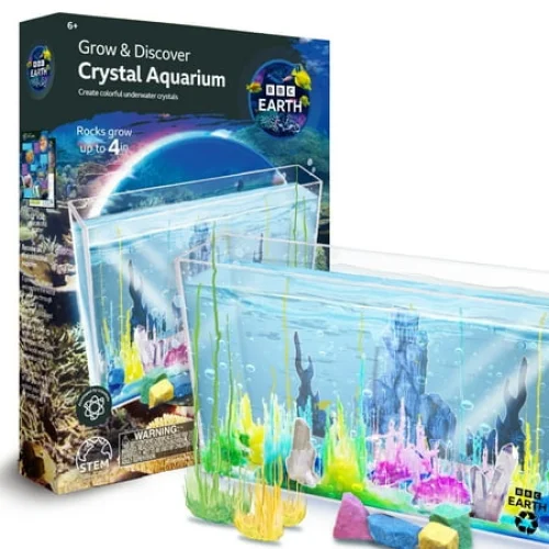BBC Earth Grow & Discover Crystal Aquarium Kit, STEM Science Experiment Set for Ages 6+