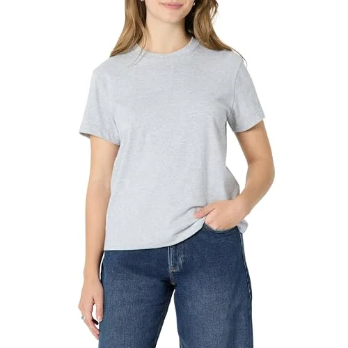 Women's Relaxed-Fit Cotton Crewneck T-Shirt, Light Grey Heather, Medium
