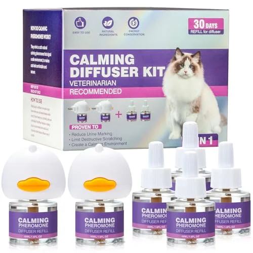 Tcllka Cat Calming Pheromone Diffuser Effectively Relieve Anxiety Stress Cat Calming Diffuser Comfort for Cats Refill Reduce Fighting Spraying and Scratching Calm Relaxing 48ml/Bottle Fits All Cats