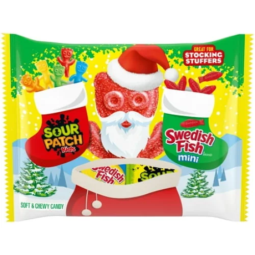 SOUR PATCH KIDS and SWEDISH FISH Mini Holiday Candy Variety Pack, 22 Snack Packs