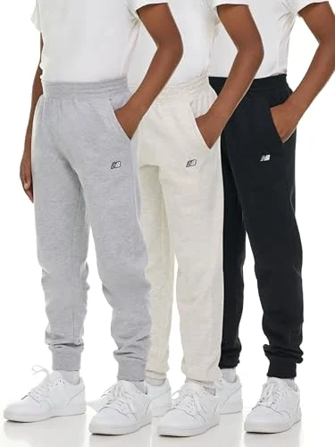 New Balance Boys Fleece Jogger 3 Pack &ndash; Kids Soft Cotton Blend Fleece Sweatpants with Pockets, Sizes 4-20