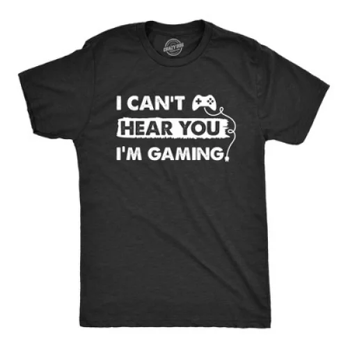 Mens I Cant Hear You Im Gaming T Shirt Funny Video Gamer Controller Tee for Guys - Crazy Dog Men's T Shirt For Gamers Black 5XL