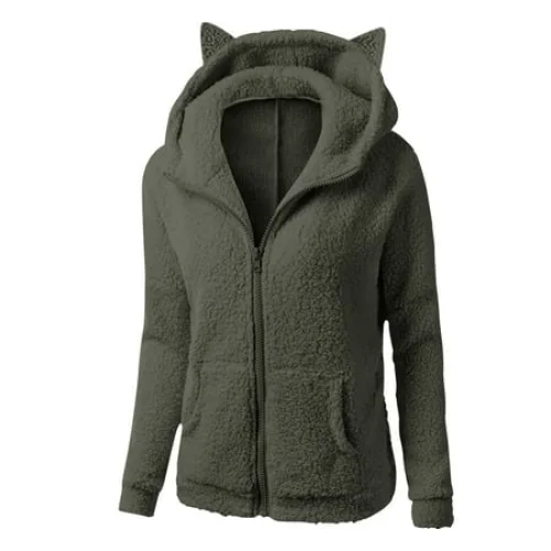 Patlollav Flash Picks 65% off Women Hooded Sweatshirt Winter Warm Wool Long Sleeve Zipper Coat Outwear Tops