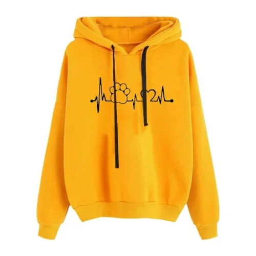 Women's Patlollav Sweatshirt Pullover Tops - Long Sleeve, Comfortable Hoodie - Yellow/L