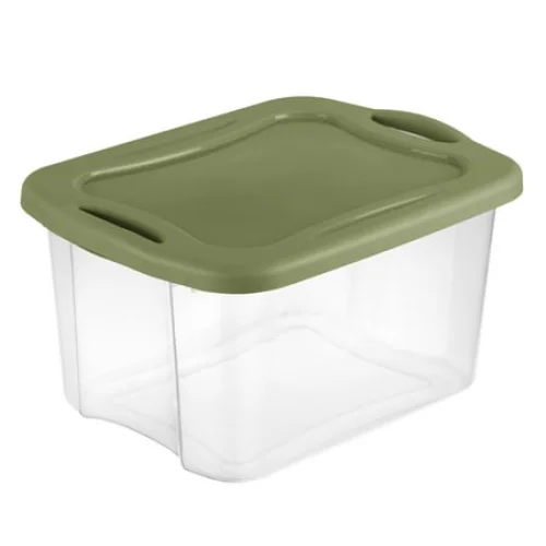 Sterilite 40 Quart EZ Carry Plastic Storage Bin, Full-Grip Handles, Green