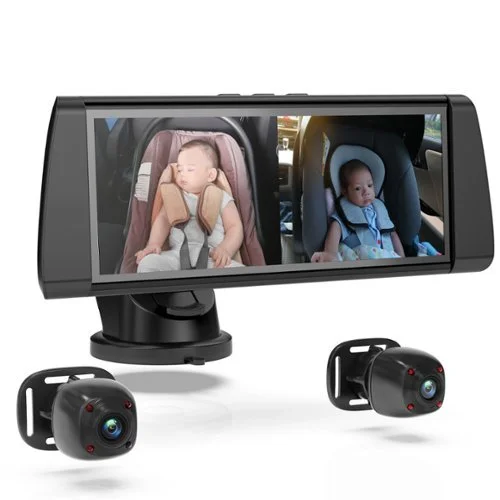 Rexing BC300 Dual Channel In-Car Baby Cam with Monitor &ndash; HD 1080p, IR Night Vision, Split-Screen Display