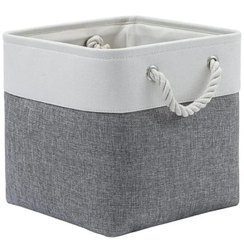 13" x 13" Extra Large Fabric Cube Storage Bins, 1 Pack, Gray White