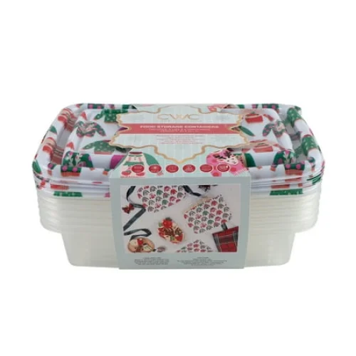 Cook with Color 12-Piece Holiday Food Storage Container Set, Plastic Leakproof with Sweater Print