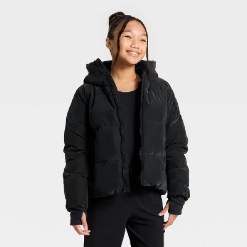 Girls' Puffer Jacket - All In Motion&trade; Black M