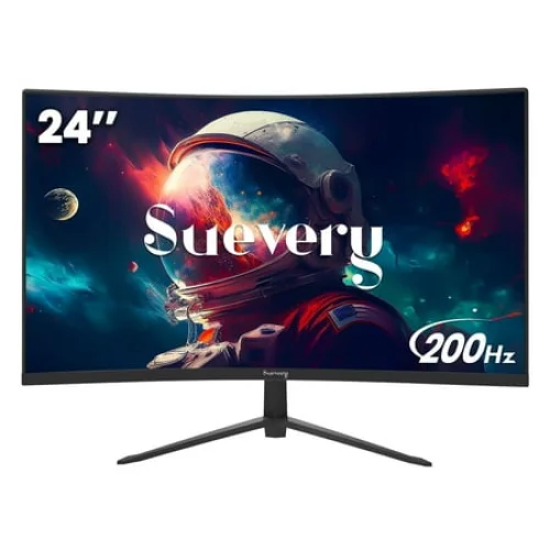 Suevery 24" Curved Gaming Monitor - 200Hz, 1080P FHD, RGB, FreeSync, HDMI/DP, Black
