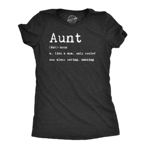 Womens Aunt Definition T shirt Funny Family Sister Gift for Auntie Graphic Tee - Crazy Dog Women's T Shirt Gift for Aunt Black M
