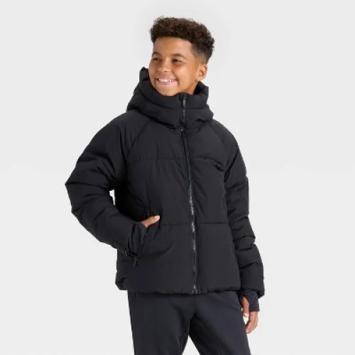 Boys' Puffer Hooded Jacket - All In Motion&trade; Black M