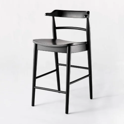 Kaysville Curved Back Wood Counter Height Barstool Black - Threshold&trade; designed with Studio McGee: Chic, Sturdy Frame, Footrest