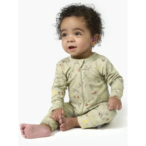 Modern Moments by Gerber Baby Neutral Super Soft Viscose Long Sleeve Coverall, Sizes Newborn - 12 Months