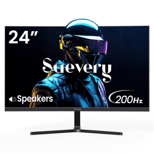 Suevery 24" 200Hz Gaming Monitor,IPS Panel,FHD Computer Monitor, Built-in Speakers, 120% sRGB, FreeSync, Black