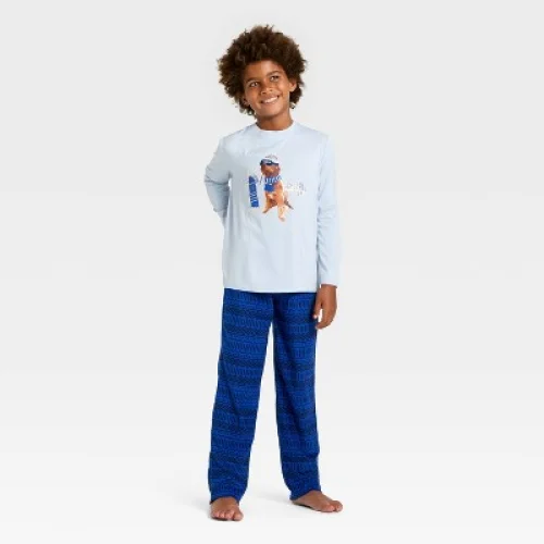 Boys' 2pc Long Sleeve Holiday Pajama Set - Cat & Jack&trade; Blue XL