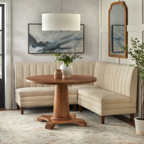 Lifestorey Kerrington Channel Back Banquette Bench Cream - 45 Inch Wide Seating