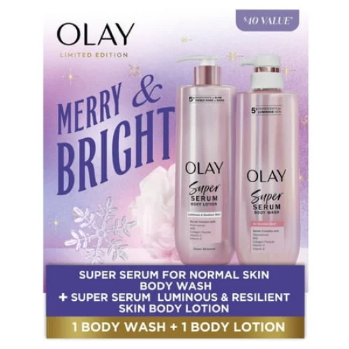 Olay Holiday Super Serum Body Wash and Lotion Gift Set 18.5oz Each